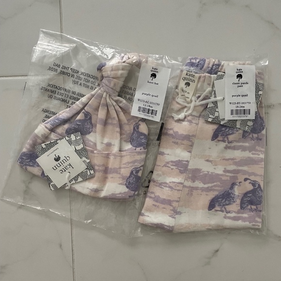 Kate Quinn panda pant + hat set - purple quail - 18M - Picture 1 of 4